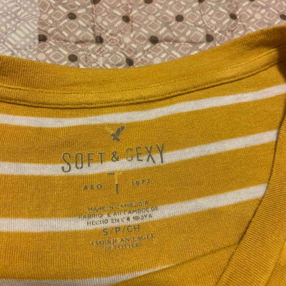 American Eagle Striped Yellow Soft and Sexy Tee - Picture 2 of 2